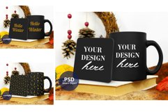 Winter Black mug & coaster mockup, coaster & mug mockup PSD Product Image 1