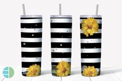 Sunflower Tumbler | Striped Skinny Tumbler Sublimation Product Image 2