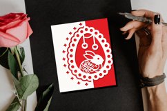 Papercut Cute Rabbit Inside Egg with Hanging Hearts Cover Product Image 4