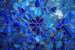 Blue Stained Glass Pattern Background Wallpaper Product Image 1