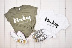 Green Kids Shirt Mock up, Bella Canvas 3413Y and 3001T Product Image 1