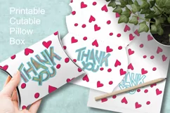 Thank You Pillow Favor Box with Holes and Hearts Pattern Product Image 2
