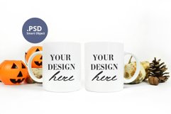 Halloween 2 mugs mockup, Two coffee mugs mockup PSD Product Image 1
