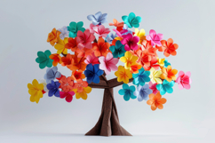 Beautiful Paper Flower Tree Background Wallpaper Product Image 1