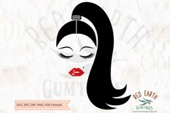 Woman with genie poytail, lash in SVG,DXF,PNG,EPS,PDF format Product Image 1