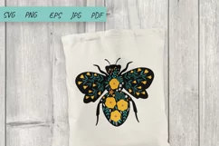 Floral bee SVG, Floral Honeybee SVG, Bee with flowers Product Image 4