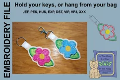 ITH Simple Flower Vinyl Key Fob or Bag Tag - Snap Tab Product Image 1