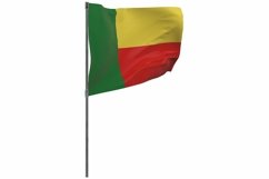 Benin flag on pole. Waving banner isolated. Product Image 1