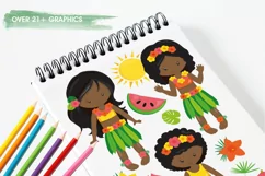 African American Hawaiian Luau Girls graphics - vectors Product Image 4