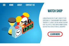Watch shop concept banner, isometric style Product Image 1