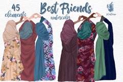 Muslim women clipart, Muslim Girls, Hijab clipart, Besties Product Image 1