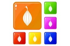 Black cardamom pod icons set vector color Product Image 1