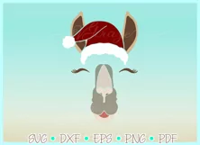 Llama Face with Santa Hat Christmas SVG DXF EPS PDF PNG Product Image 2