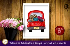 Red Truck full of Hearts | Cute Valentines Day PNG Product Image 2