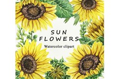 Sunflower Watercolor clipart. Separate elements Product Image 1