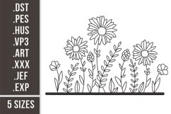 Wildflowers Border l Redwork Embroidery Product Image 1