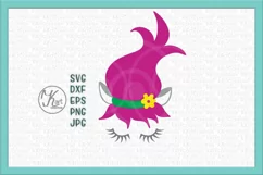Elf face with eyelashes toddler girl design svg dxf to cut Product Image 1