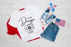 4th of July Mockup Bella Canvas 3001 White T-shirt Product Image 1