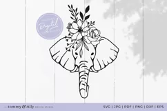 Flower Elephant No.2 SVG Cut File for Cricut and Silhouette Product Image 1