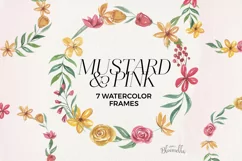 Mustard Pink Florals Wreaths 7 Wreaths Watercolor Flowers Product Image 1