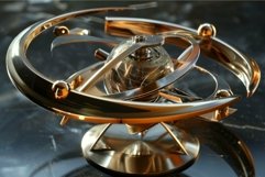 Complex metallic perpetual motion kinetic art sculpture rota Product Image 1