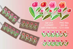 Sketches Flowers Clipart for Stickers PNG files Set of 8 Product Image 5