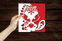 Papercut Baby Fox with Flowers and Hearts card cover Product Image 3