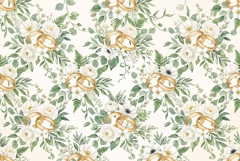 Watercolor seamless pattern gold wedding rings white flowers Product Image 1