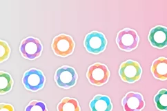 Colorful Flower Shape Stickers Clipart PNG files Set of 24 Product Image 6