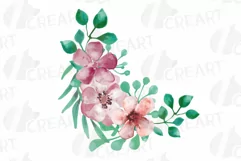 Coral and burgundy floral watercolor wedding bouquets decor Product Image 11
