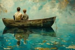 Peaceful moments in a rowboat with serene water Product Image 1