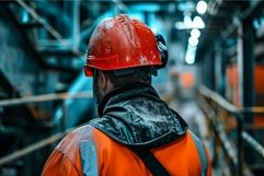 Industrial worker overlooking factory floor Product Image 1
