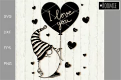Valentines day cutfile, Valentine gnome I love you svg heart Product Image 1