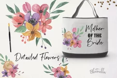 Delia Florals 7 Bouquets Watercolor Cream Purple Flowers Product Image 2