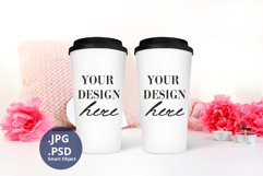 2 Travel Mugs mockup Valentine's Day PSD & JPG Full Wrap Product Image 2