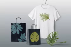 Silhouettes of tropical leaves with sequins. Sublimation Product Image 4