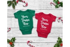 Matching Christmas Newborn Blank Baby Bodysuit Mock Up Product Image 1
