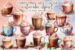 Christmas Hot Cocoa Watercolor Clipart Product Image 1
