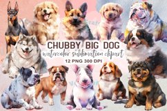 Chubby Big Dog Watercolor Clipart Product Image 1