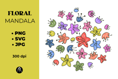 Whimsical Hand Drawn Ditsy Floral Mandala SVG Product Image 1