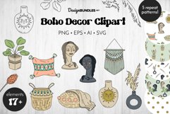 Hand Drawn Boho Home Decor Illustrations. Clipart & Patterns Product Image 1