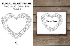 Hand Drawn Rose Flowers Heart Frame Card Template SVG Product Image 1