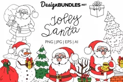 Jolly Santa Claus Clipart and Christmas Patterns Product Image 1