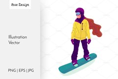 Snowboarding Girl Illustration Product Image 1