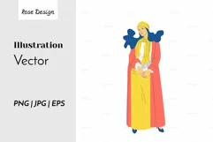 Beautiful girl with long hair and in long coat flat vector Product Image 1