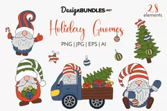 Holiday Gnomes - Christmas Line Art Clip art & Patterns Product Image 1