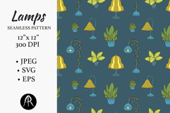 Whimsical Lamps and Houseplants Seamless Pattern SVG Product Image 1