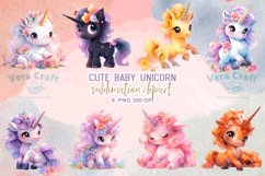 Cute Baby Unicorn Sublimation Clipart Product Image 1