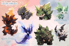 Cute Elemental Dragon Watercolor Sublimation Clipart Set 1 Product Image 1
