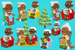 AFRICAN AMERICAN GRANDMA AND GRANDPA AT CHRISTMAS CLIPART Product Image 2